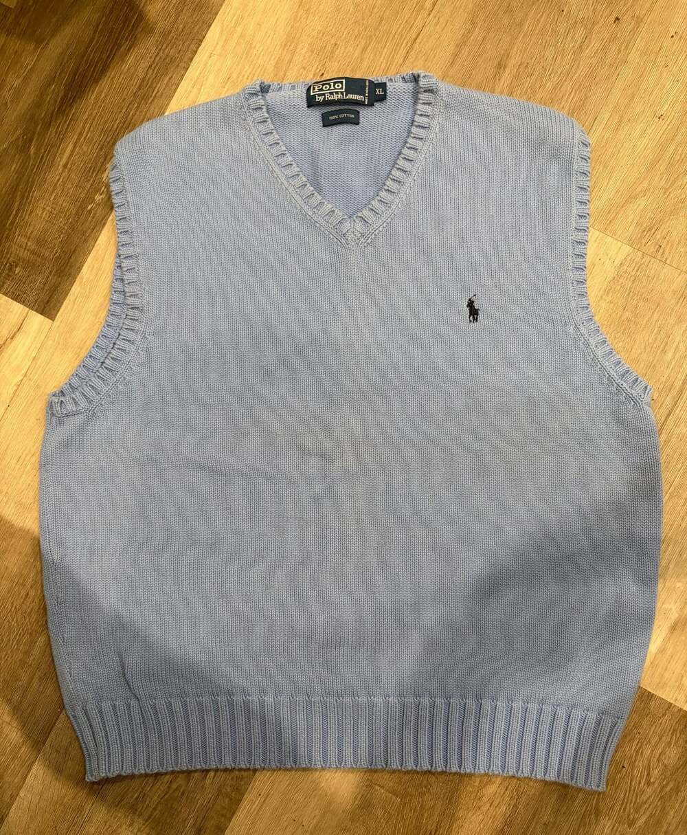 Polo By Ralph Lauren Sweater Vest Size XL Light Blue Cotton
